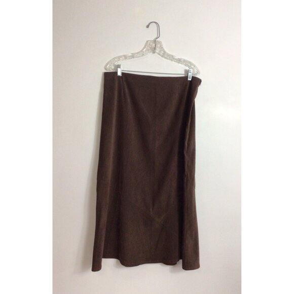 Soft Suede Brown Maxi Skirt Womens 16 - Picture 1 of 5
